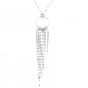Collier argent maille perlée cercle 18 mm diamètre, plusieurs pendants y sont accrochés Dimension motif (Cercle + pendants...