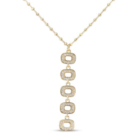 Collier argent doré composé 5 rectangles sertis d oxydes zirconium Dimension du pendentif : 8x38mm Chaîne maille perlée 1,...