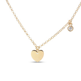 Collier argent doré composé d un coeur 9x10mm d un oxyde zirconium 4mm diamètre Chaîne maille jaseron 1,7mm large Longueur...