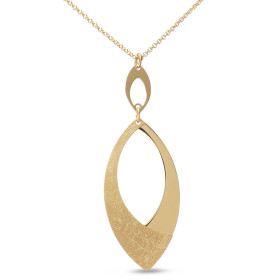 Collier argent doré composé d une navette 7x14mm une navette effet diamantée 20x40mm Chaîne maille jaseron 1,4mm large Lon...