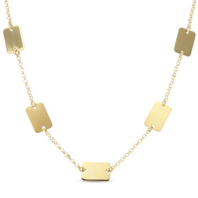 Collier argent doré composé 3 rectangles lisses 2 rectangles satinés mesurant chacun 8x11mm Chaîne maille jaseron 1,7mm la...