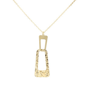 Collier sautoir argent doré composé d un pendentif 2 anneaux rectangulaire dont un martelé Dimension du pendentif : 18x50m...