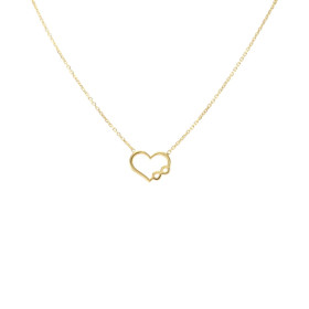 Collier argent doré composé d un coeur le signe infini 9x12mm Chaîne maille forçat 1mm large Longueur : 39,5 à 43,5cm Syst...