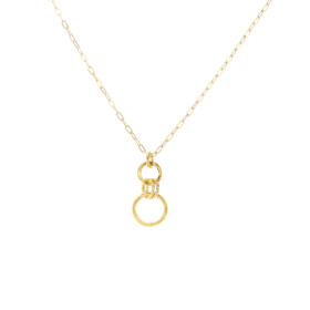 Collier en argent doré composé d'un pendentif avec 2 anneaux brillant reliés par 2 anneaux ciselés. Dimension du pendentif...