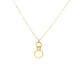 Collier argent doré composé d un pendentif 2 anneaux brillant reliés par 2 anneaux ciselés Dimension du pendentif : 11x20m...
