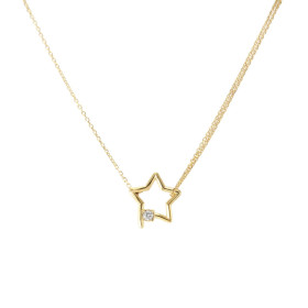 Collier argent doré composé d une étoile 14x15mm un oxyde zirconium Chaîne maille forçat 1mm large Longueur : 40 à 43,5cm ...