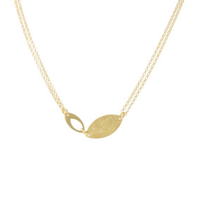 Collier argent dorécomposé d une navette brillante une navette diamantée 9x18mm Chaîne double maille jaseron 1,4mm large L...
