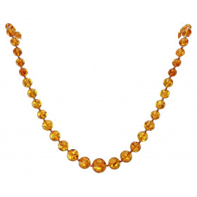  Collier des perles d ambres allant 5 à 12mm diamètre des perles d argent 2mm diamètre Ambre couleur cognac Longueur : 50cm 