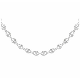 Collier Argent 925 maille grains de café. Largeur de la maille : 8mm. Longueur du collier : 60cm