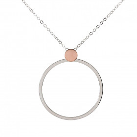 Collier argent rhodié un cercle 35mm diamètre une bélière argent flashé or rose 7mm diamètre Longueur ajustable 40 à 43cm