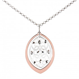 Collier argent rhodié composé d une navette argent satiné une navette argent plaqué or rose Dimension du pendentif : 30x22...