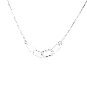 Collier argent rhodié composé 4 anneaux forme hexagonales Dimension du motif : 7x40mm Chaîne maille forçat 1,5mm large Lon...