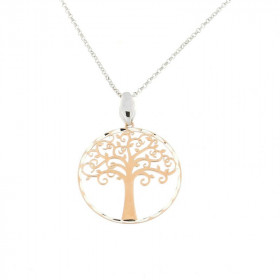 Collier Argent Rhodié Arbre de Vie Deux Tons