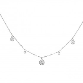 Collier argent rhodié composé 3 breloques arbre vie ajouré 2 oxydes zirconium Chaîne maille forçat : 1,2mm large Longueur ...