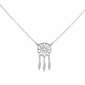  Collier argent rhodié composé d un attrape rêves 27x13mm fixé sur chaîne Chaîne maille forçat : 1,6mm Longueur ajustable ...