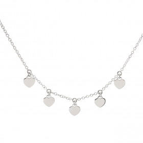 Collier argent rhodié breloques coeur