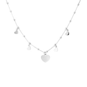 Collier Argent Rhodié Breloques Coeurs