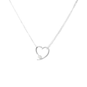 Collier argent rhodié composé d un coeur 14x17mm un oxyde zirconium Chaîne maille forçat 1mm large Longueur : 40 à 43,5cm ...