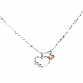 Collier argent rhodié coeur et infini