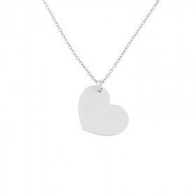 Collier argent rhodié maille forcat motif coeur Dimension du motif : 14 x15 mm Longueur ajustable 41,5 à 45 cm