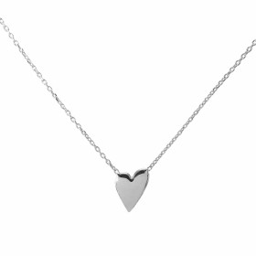 Collier argent rhodié un coeur 8mm large Chaîne maille forçat : 1,1mm large Longueur ajustable 42 à 45cm
