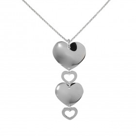  Collier argent rhodié composé 2 coeurs pleins 2 coeurs vides Dimensions du pendentif : 22x51mm Chaîne maille jaseron : 1,...