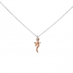 Collier argent rhodié composé d une corne d abondance 2x16mm d une étoile 8x8mm argent flashé or rose Chaîne maille forçat...