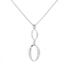 Collier argent rhodié maille jsaeron deux ovales ajourés diamantés différentes tailles Dimension du motif : 30x10 mm Longu...