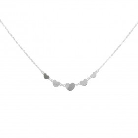 Collier argent rhodié et coeurs