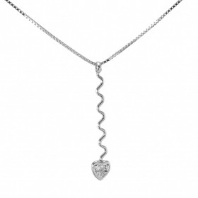 Collier en argent rhodié composé d'un pendentif en forme de zigzag serti d'un coeur en oxyde de zirconium. dimension du pe...