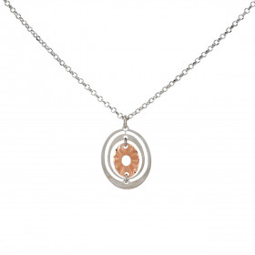 Collier maille ronde pendentif 2 tons Longueur ajustable 42 à 44cm