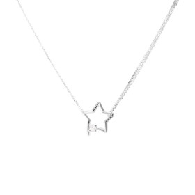 Collier argent rhodié composé d une étoile 14x15mm un oxyde zirconium Chaîne maille forçat 1mm large Longueur : 40 à 43,5c...