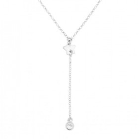 Collier argent rhodié maille jaseron motif étoile un petit oxyde zirconium pendant Longueur pendant : 4 cm Longueur (tour ...