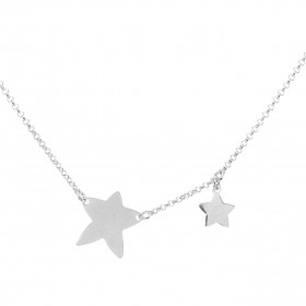 Collier argent rhodié 1 étoile 16x16mm 1 étoile breloque 9x9mm Longueur ajustable 37 à 45cm