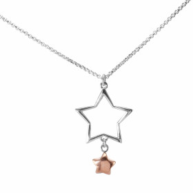 Collier en argent rhodié composé d'une étoiler en argent et une étoile en argent flashé or rose. Dimension du pendentif : ...