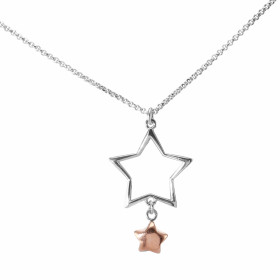 Collier argent rhodié composé d une étoiler argent une étoile argent flashé or rose Dimension du pendentif : 13x28mm