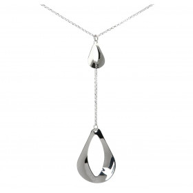 Collier argent rhodié composé 2 gouttes 10x16 23x32mm reliée par une chaîne double 3,5cm Chaîne maille forçat : 1,4mm larg...