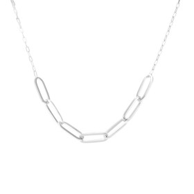 Collier argent rhodié composé 7 maillons ovales pour une longueur 78mm une largeur 6mm Chaîne 1,5mm large Longueur : 40à 4...