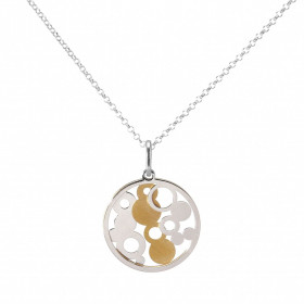 Collier argent rhodié médaillon cercles