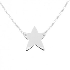 Collier argent rhodié maille jaseron motif étoile Dimension du motif : 20x20mm Longueur ajustable 42 à 45 cm