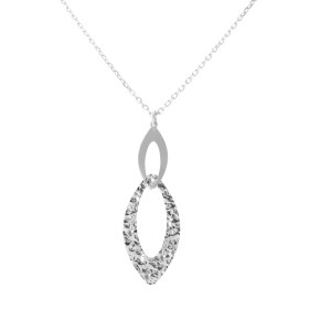 Collier Argent Rhodié Navette Martelée