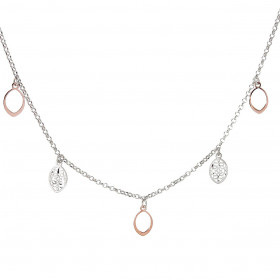 Collier argent rhodié composé 3 navettes argent flashé or rose 2 navettes ajourées argent satiné Dimension d une navette :...