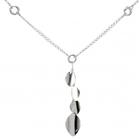 Collier argent rhodié composé d une chaîne double 4 navettes fixées sur une chaîne 4cm Dimension des navettes : 10x15mm 14...