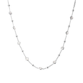 Collier argent rhodié composé 9 oxydes zirconium serti clos 4mm large Chaîne perlée 2,5mm large Longueur : 41 à 45cm Systè...