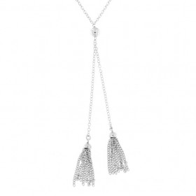 Collier argent rhodié maille ronde plusieurs pendants Taille pendants : 73x8 mm Longueur ajustable 42,5 à 46 cm 