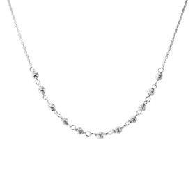 Collier argent rhodié composé 11 perles ciselées 3mm large Chaîne maille forçat 1,2mm large Longueur : 38 à 43cm Système d...