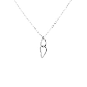 Collier argent rhodié composé d un pendentif 2 anneaux entrelacés dont un ciselé Dimension du pendentif : 10x20mm Chaîne 1...