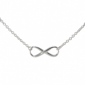  Collier argent composé d un signe infini 10x27mm Chaîne maille ovale : 2,5mm large Longueur : 45cm 
