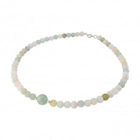 Collier Béryl Multicolore 6-10mm et Argent. Ce collier est composé de boules de 6mm en Béryl Multicolore, de 2 perles face...