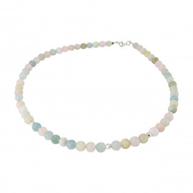 Collier Béryl Multicolore 6mm Argent Ce collier est composé boules 6mm Béryl Multicolore, 6 perles facettées Argent 4mm di...